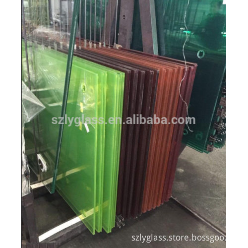 13.52 mm color PVB laminated glass with 0.38mm Vanceva 000E Tangerine